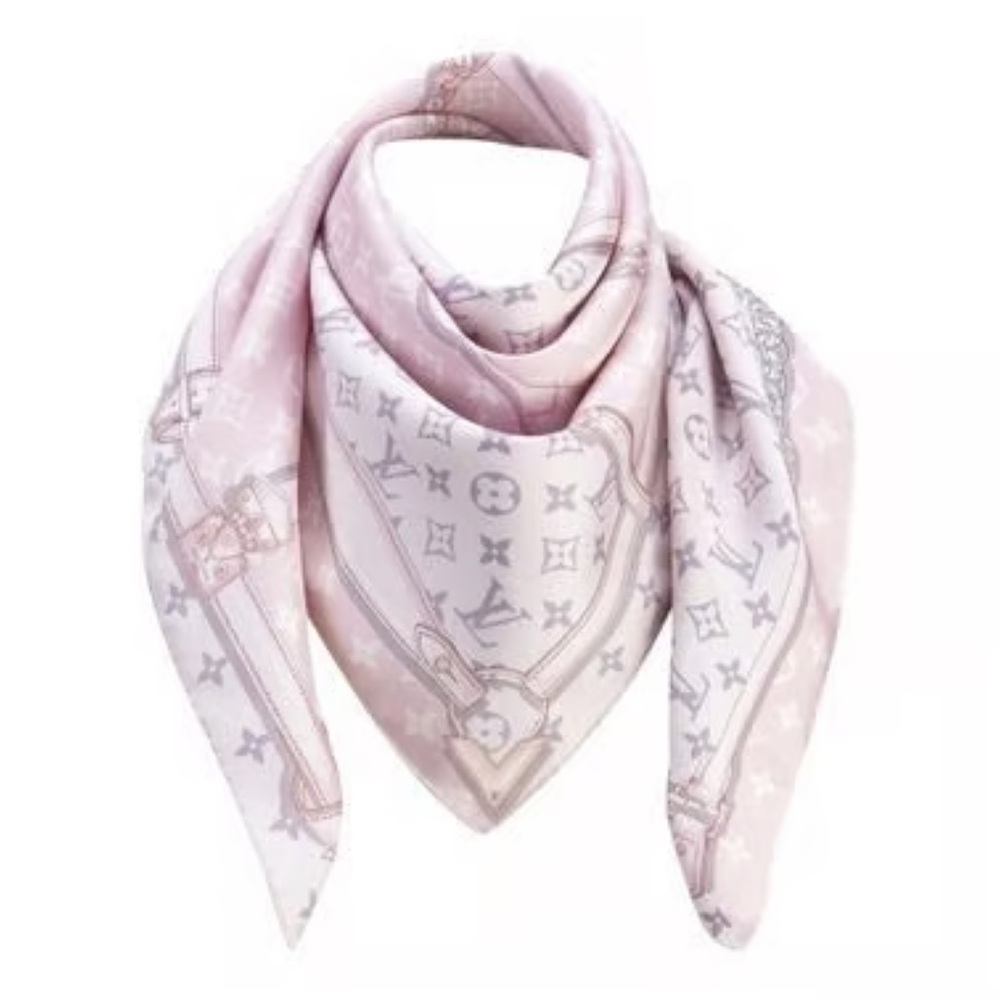 Louis Vuitton Monogram Confidential Square Silk Scarf in Rose Ballerine w/Box